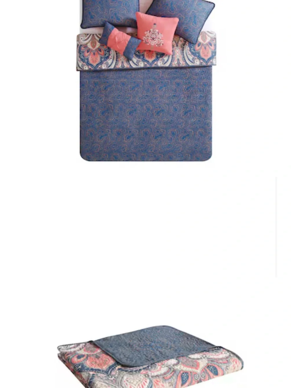NEW VCNY Home Casa Re'al 5 -Piece Coral Full/Queen Quilt Set